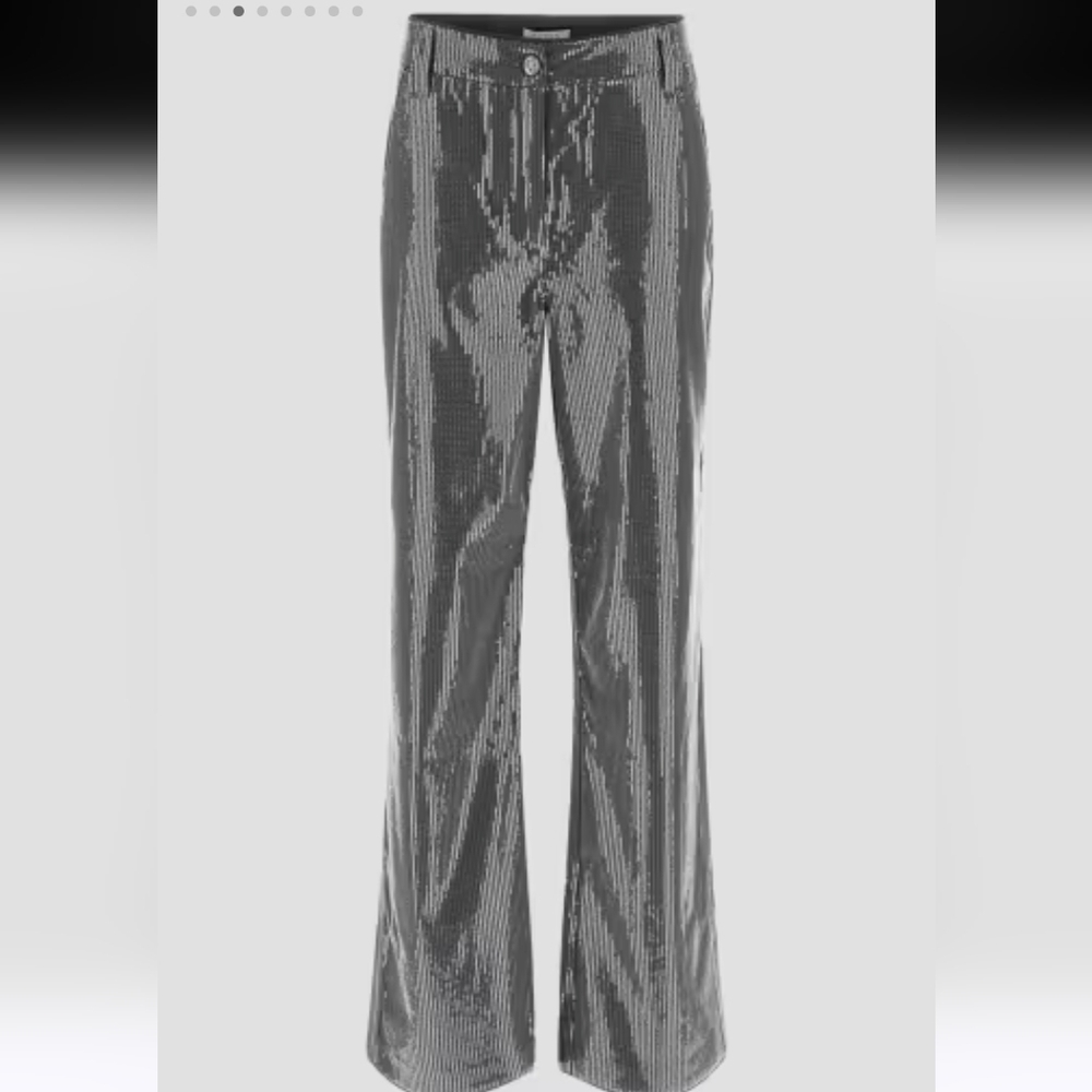 NWOT Guess Silver Sequin Wide-Leg Pants - Xsmall